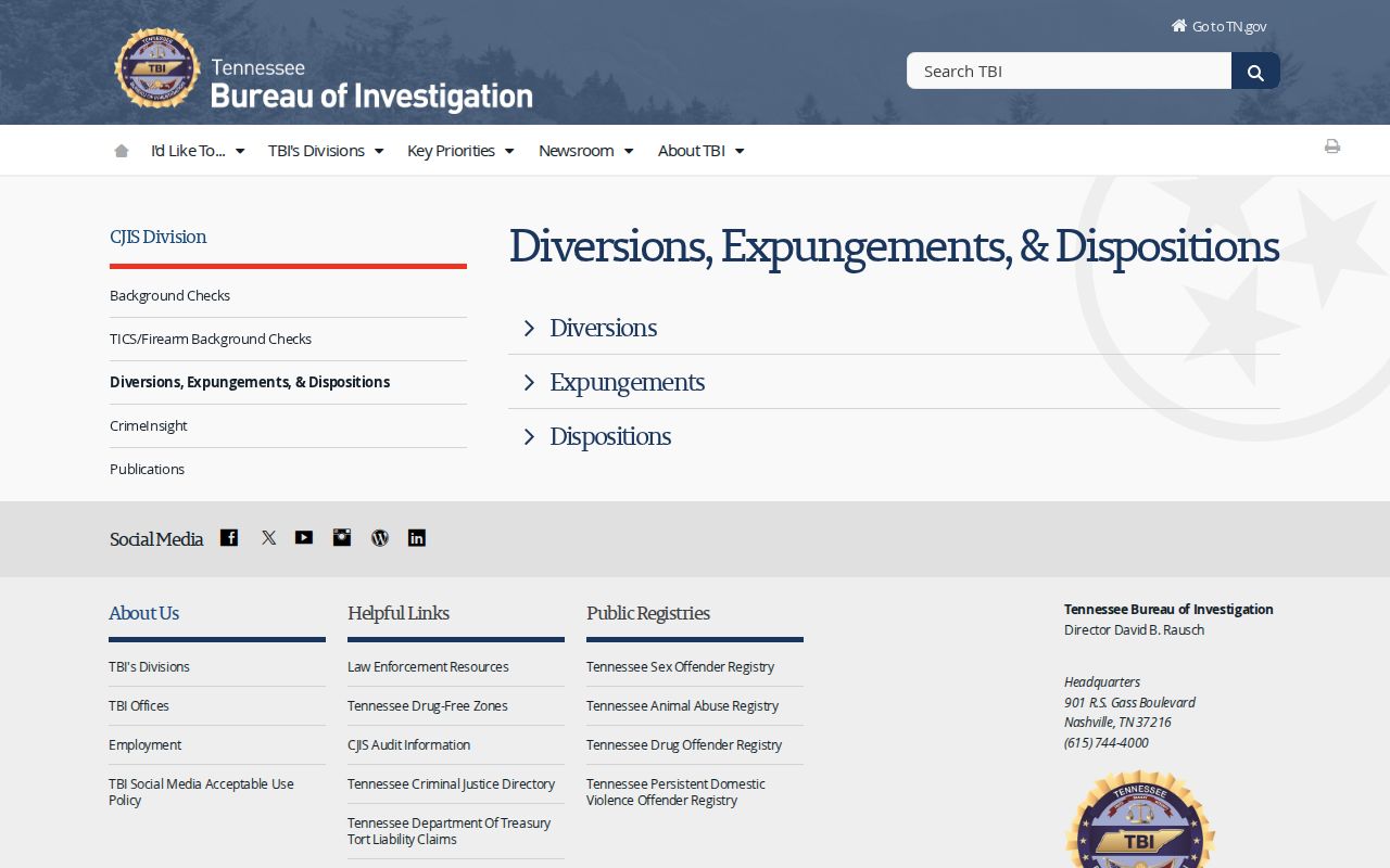 Tennessee expungement guidance affecting Giles County arrest records