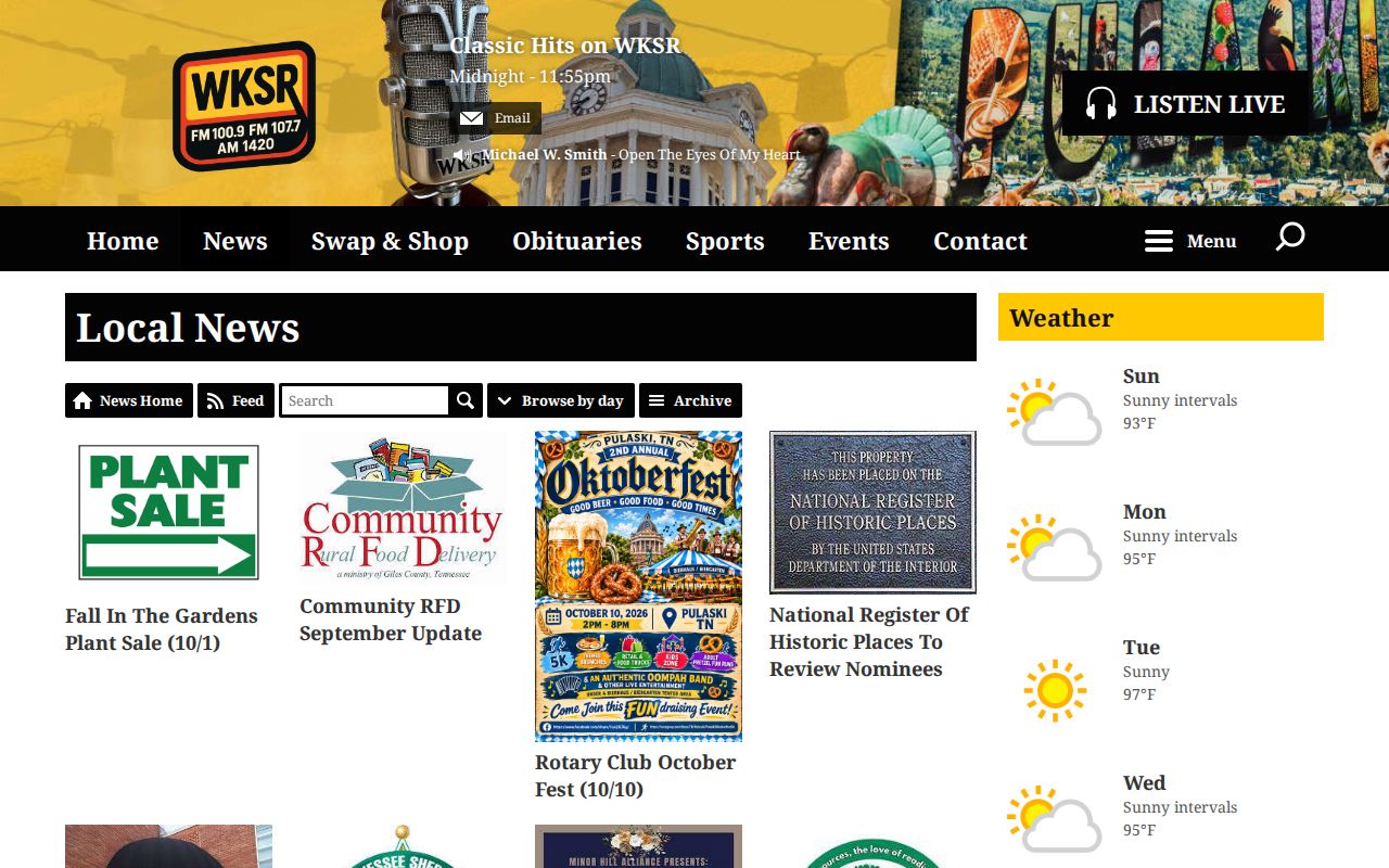 WKSR local news coverage related to the Giles County police blotter
